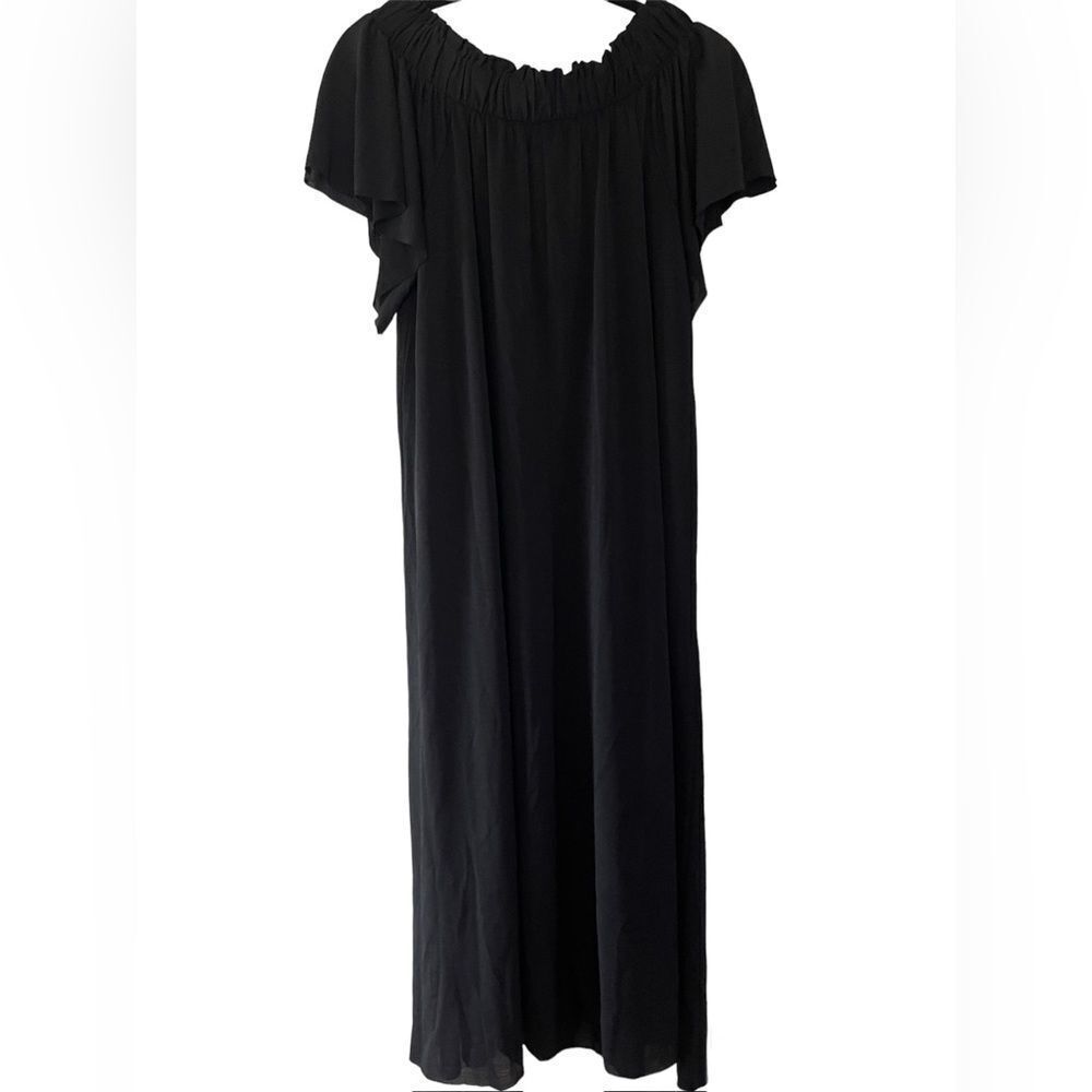 Zara NWT Off The Shoulder Mesh Maxi Dress Size Small Flutter Sleeves
